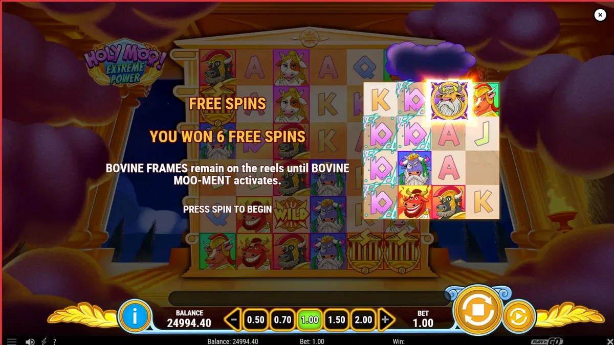 Karakter sapi Zeus dalam slot Holy Moo! Extreme Power